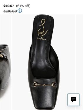 Sam Edelman Black Leather Slip-On Mule